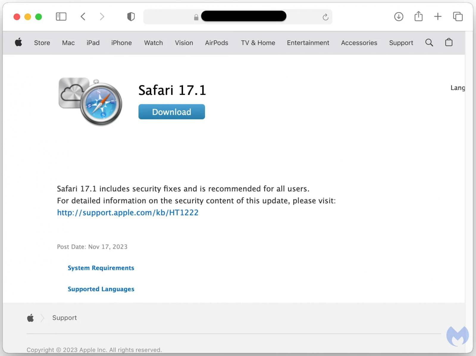 تحديثات مستعرض Safari المزيفة التي تتضمن فيروس حصان طروادة من نوع برامج السرقة بداخلها