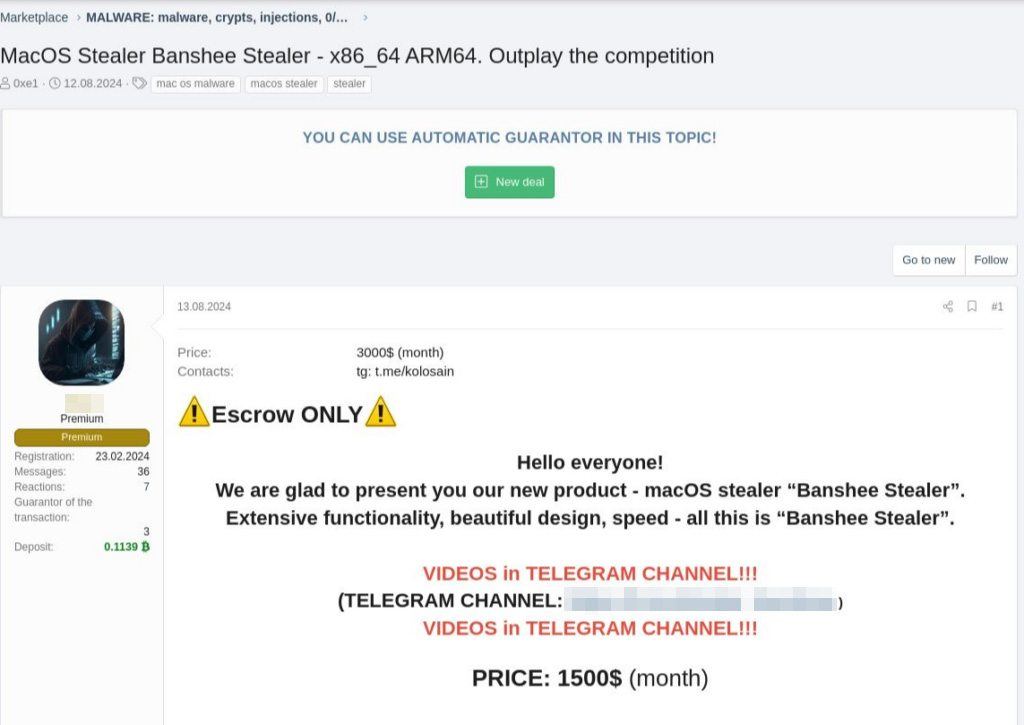 Discounted Banshee stealer announcement