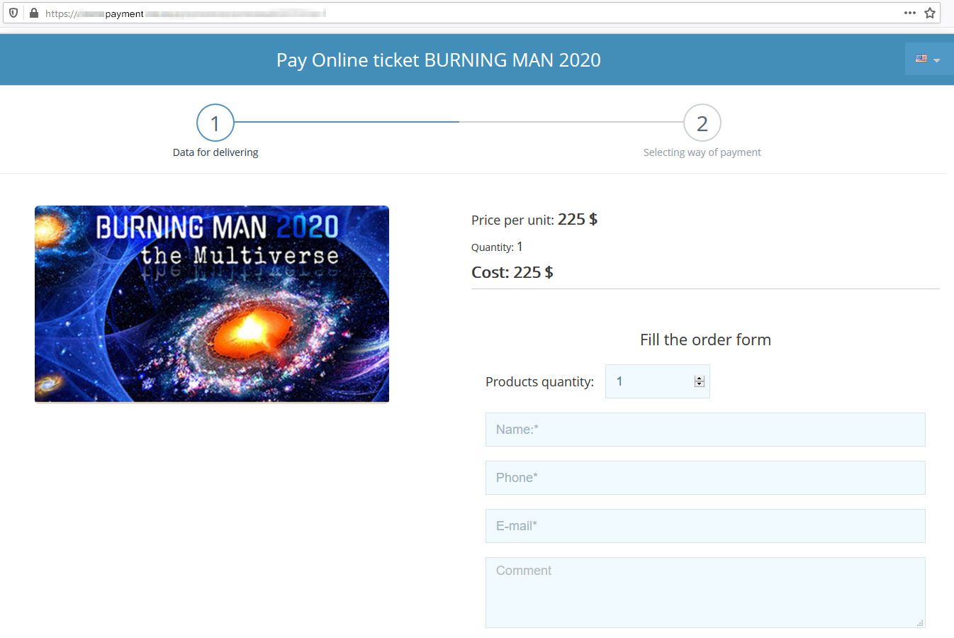 Bestelformulier op de nepwebsite