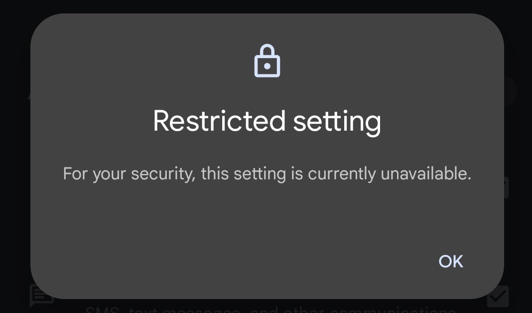 Notifica di accesso bloccato alle autorizzazioni