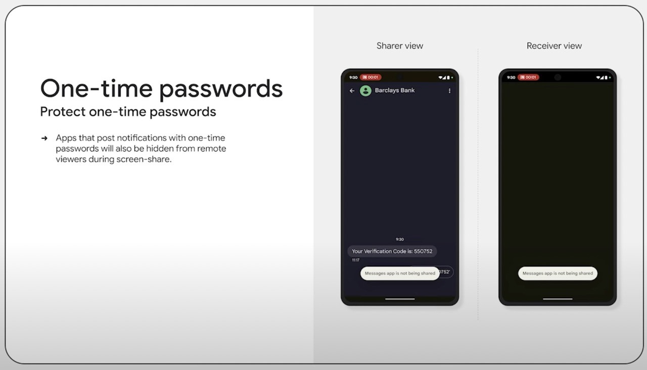 Android 15 tek kullanımlık parola içeren pencereleri gizleyecek